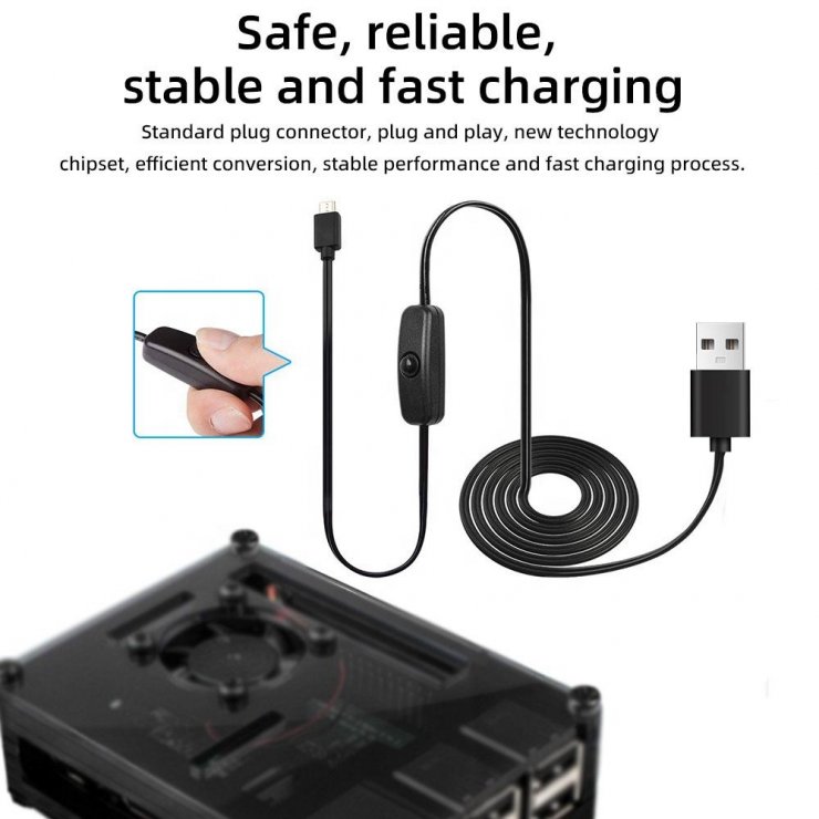 Imagine Cablu de incarcare USB-A la USB type C cu switch ON/OFF T-T 1m Negru, kupaasw2